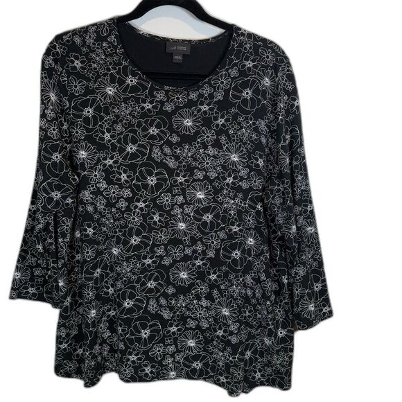 J.Jill Wearever Collection Black with White Florals Size Large - Picture 1 of 13